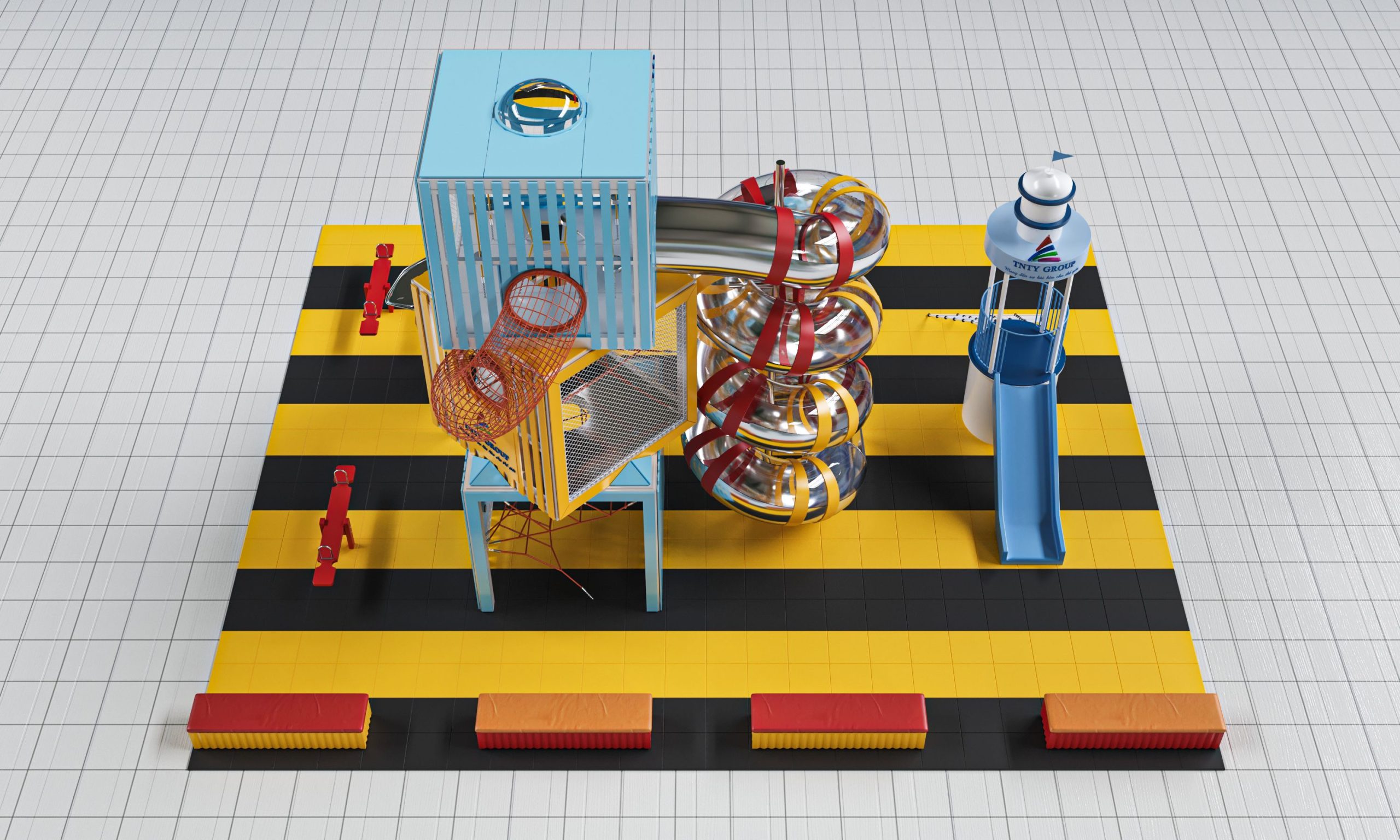 The playground covers an area of 120m² (12m x 10m)