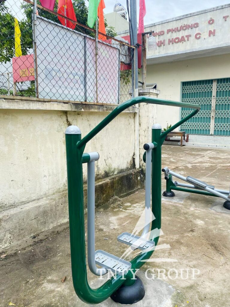 Outdoor cardio fitness equipment in a Vietnamese community park installed by TNTY